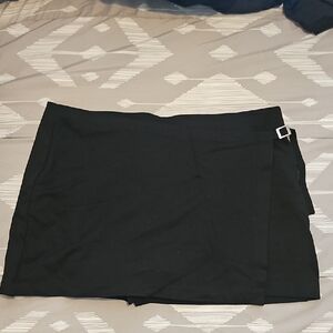 Kenneth Cole Black Wrap Mini Skirt with Side Buckle